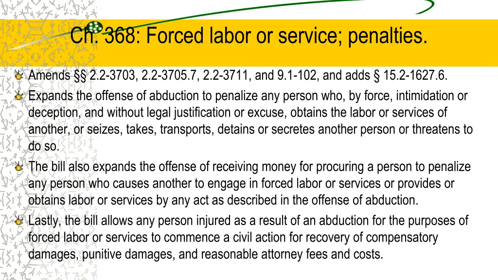 ch 368 forced labor or service penalties