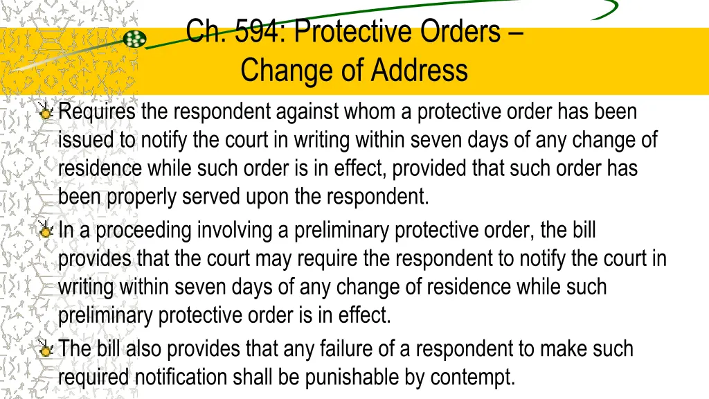 ch 594 protective orders change of address