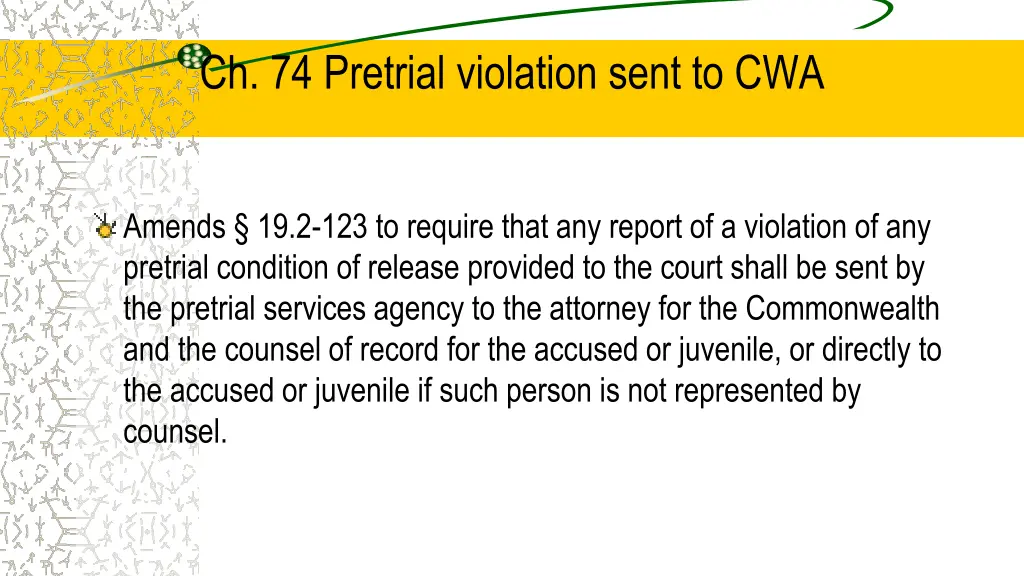 ch 74 pretrial violation sent to cwa