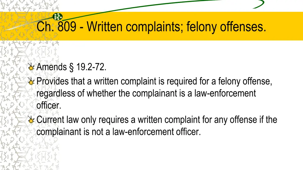 ch 809 written complaints felony offenses