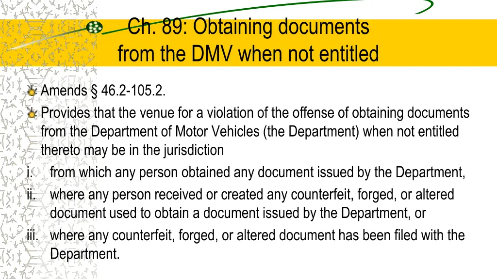 ch 89 obtaining documents from the dmv when