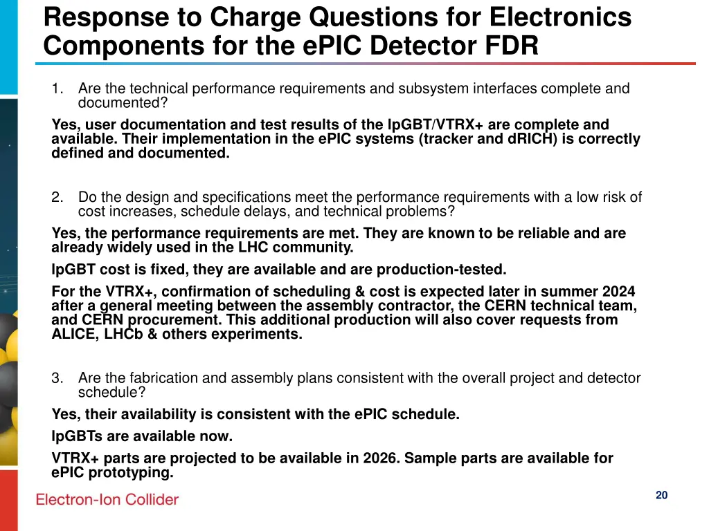 response to charge questions for electronics