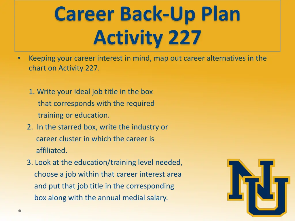 career back up plan activity 227