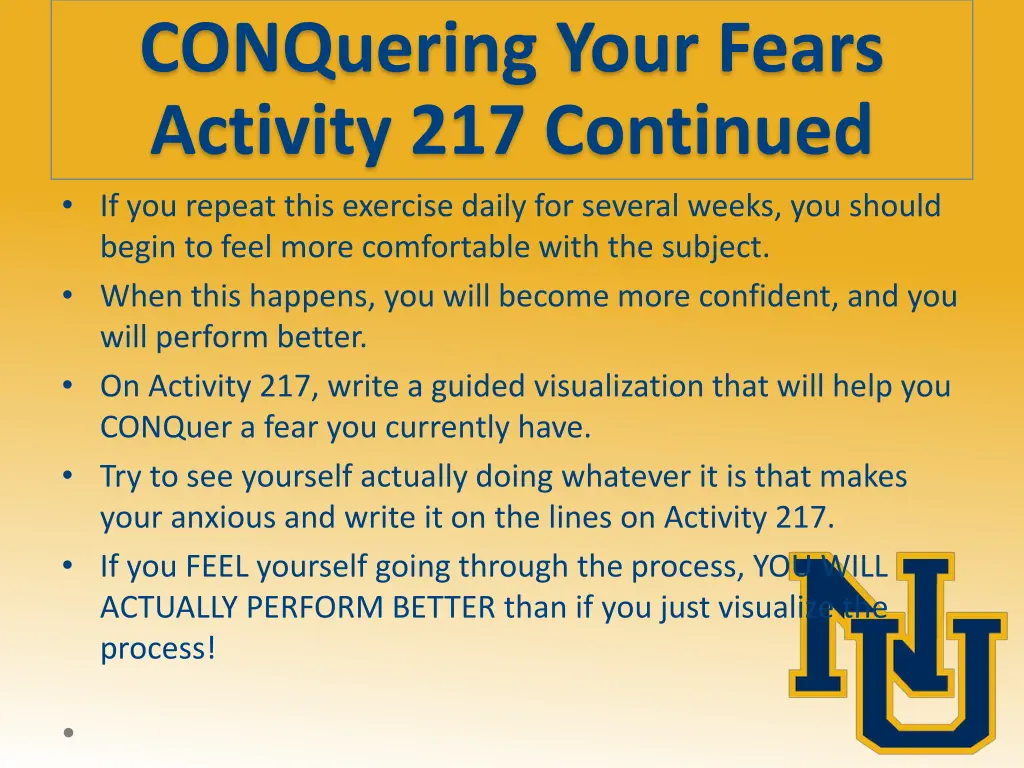 conquering your fears activity 217 continued