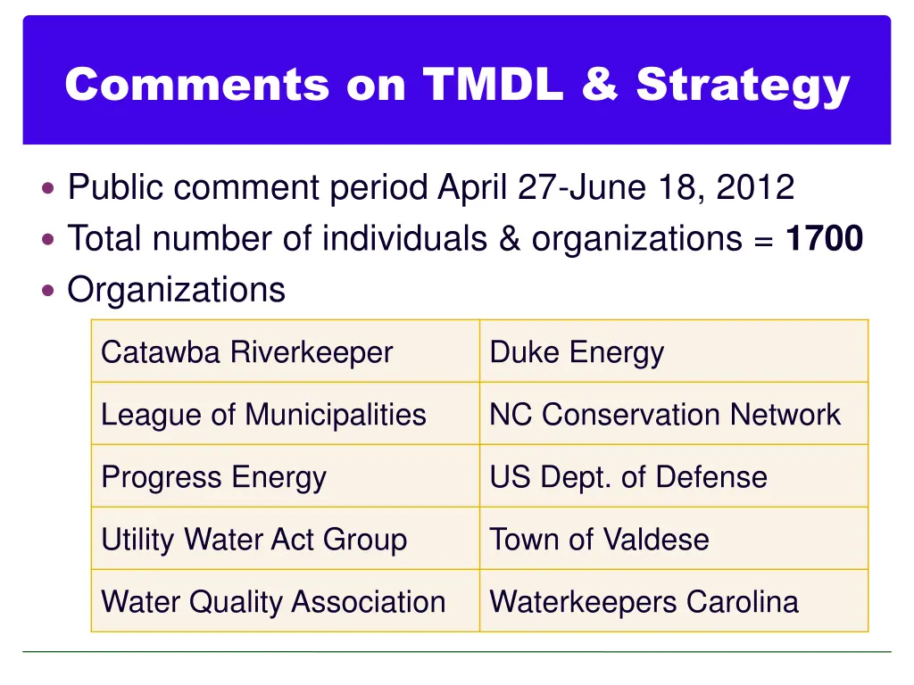 comments on tmdl strategy