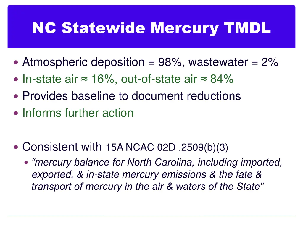 nc statewide mercury tmdl