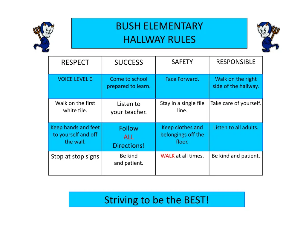 bush elementary hallway rules