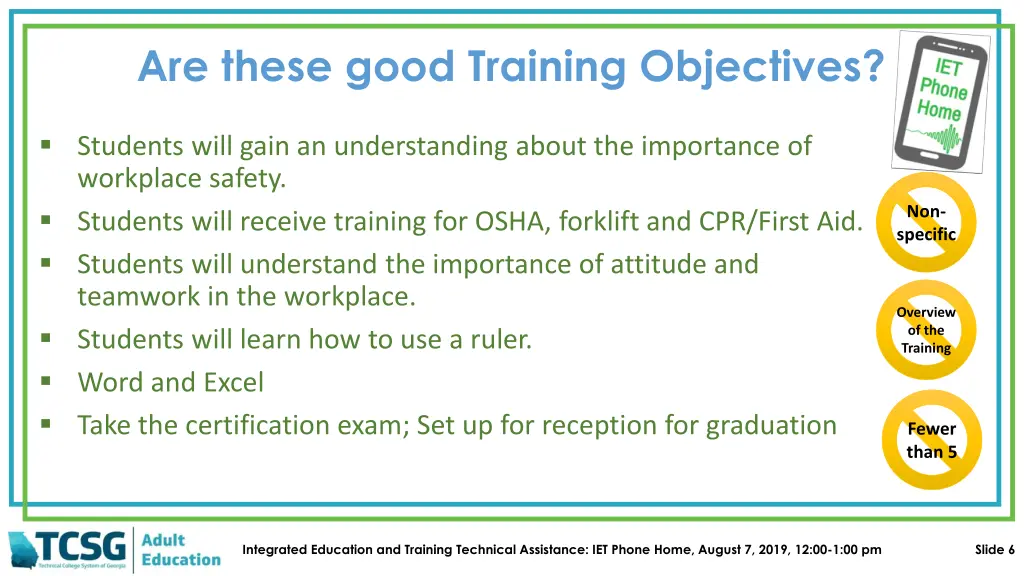 are these good training objectives