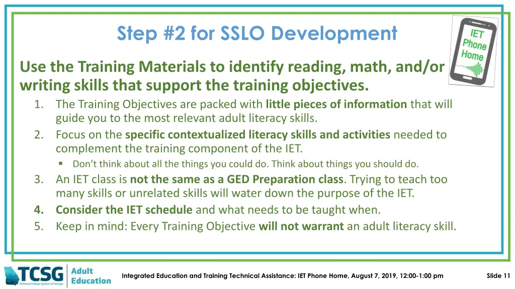 step 2 for sslo development