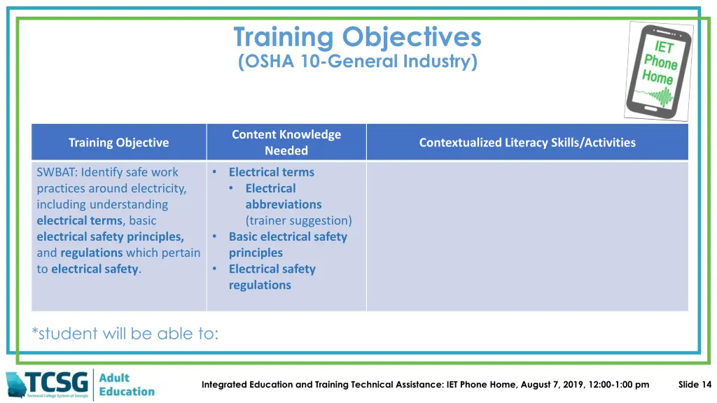 training objectives osha 10 general industry 3