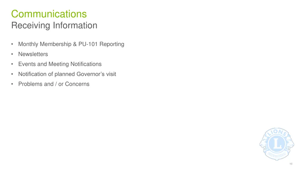 communications receiving information