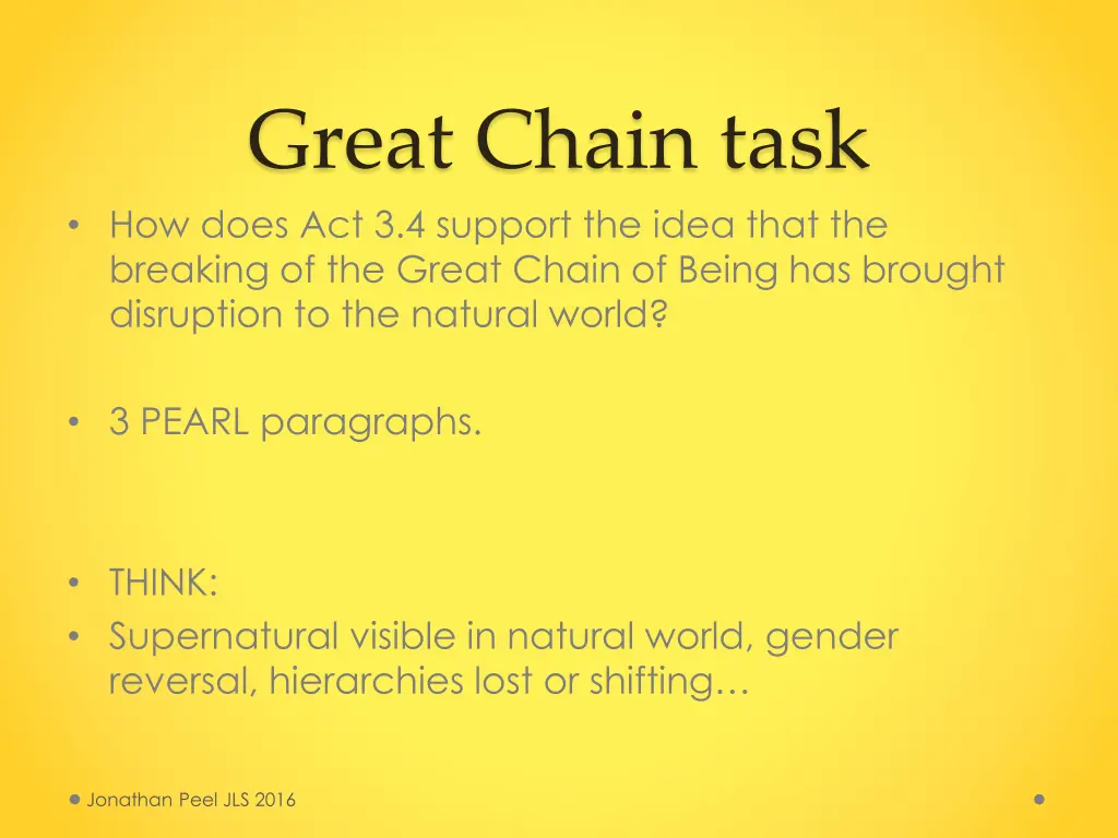 great chain task how does act 3 4 support