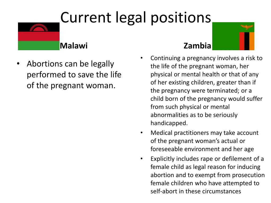 current legal positions