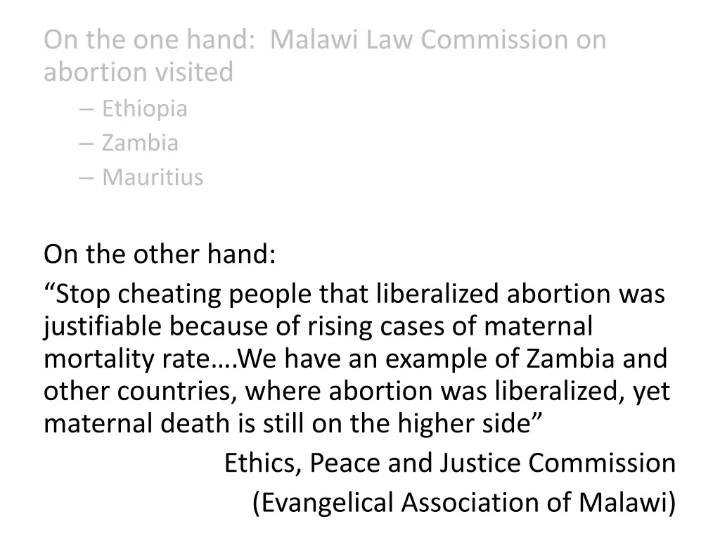 on the one hand malawi law commission on abortion 1