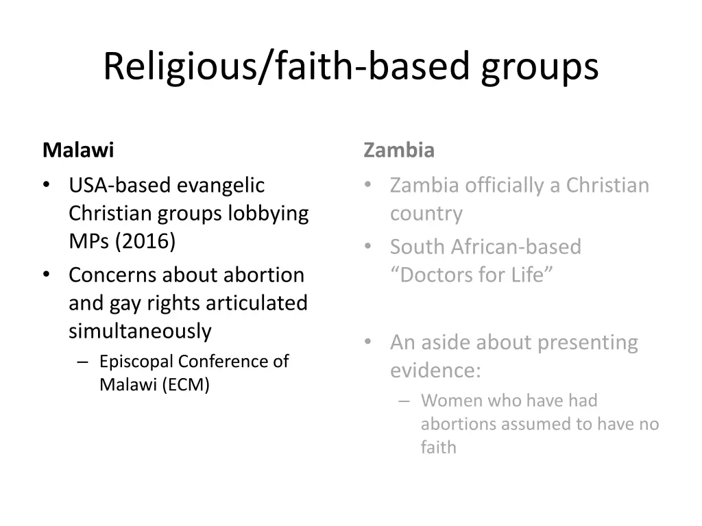 religious faith based groups