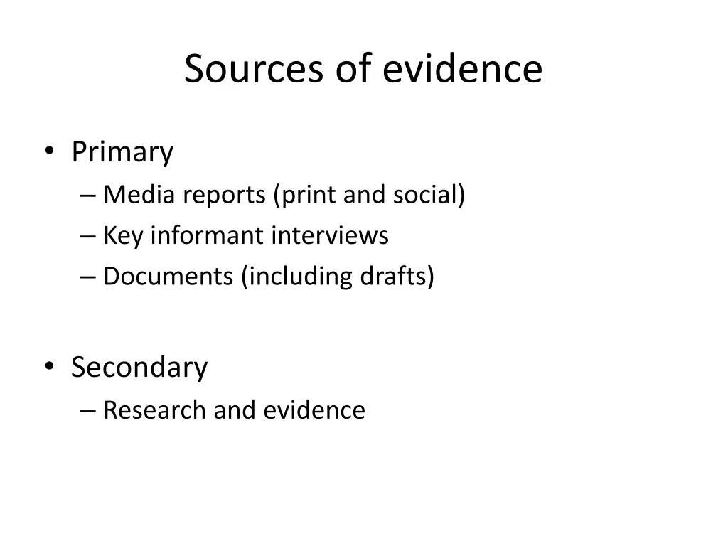 sources of evidence