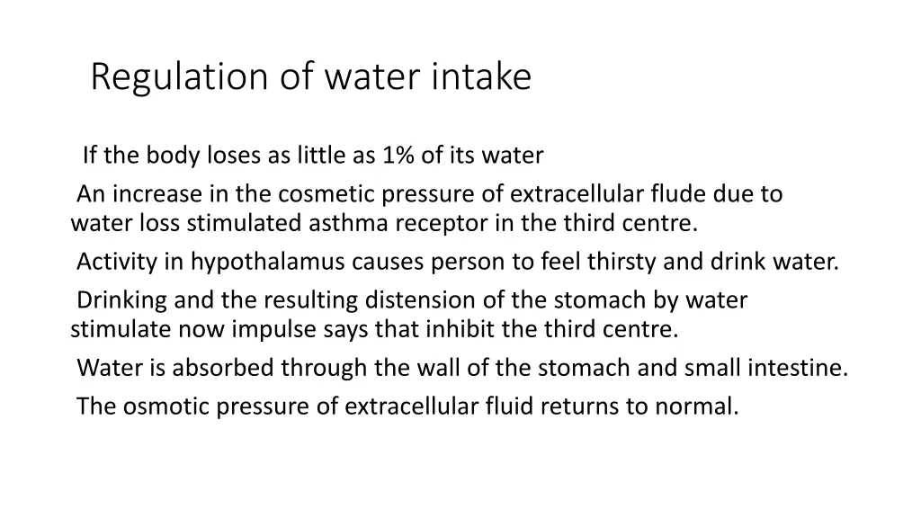 regulation of water intake