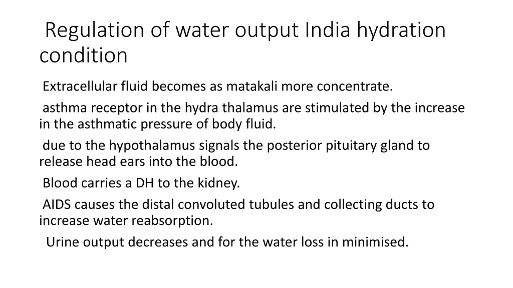 regulation of water output india hydration