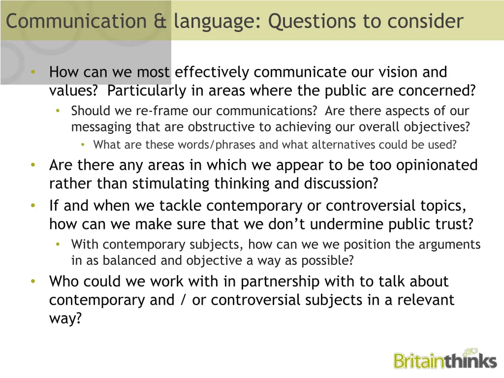 communication language questions to consider