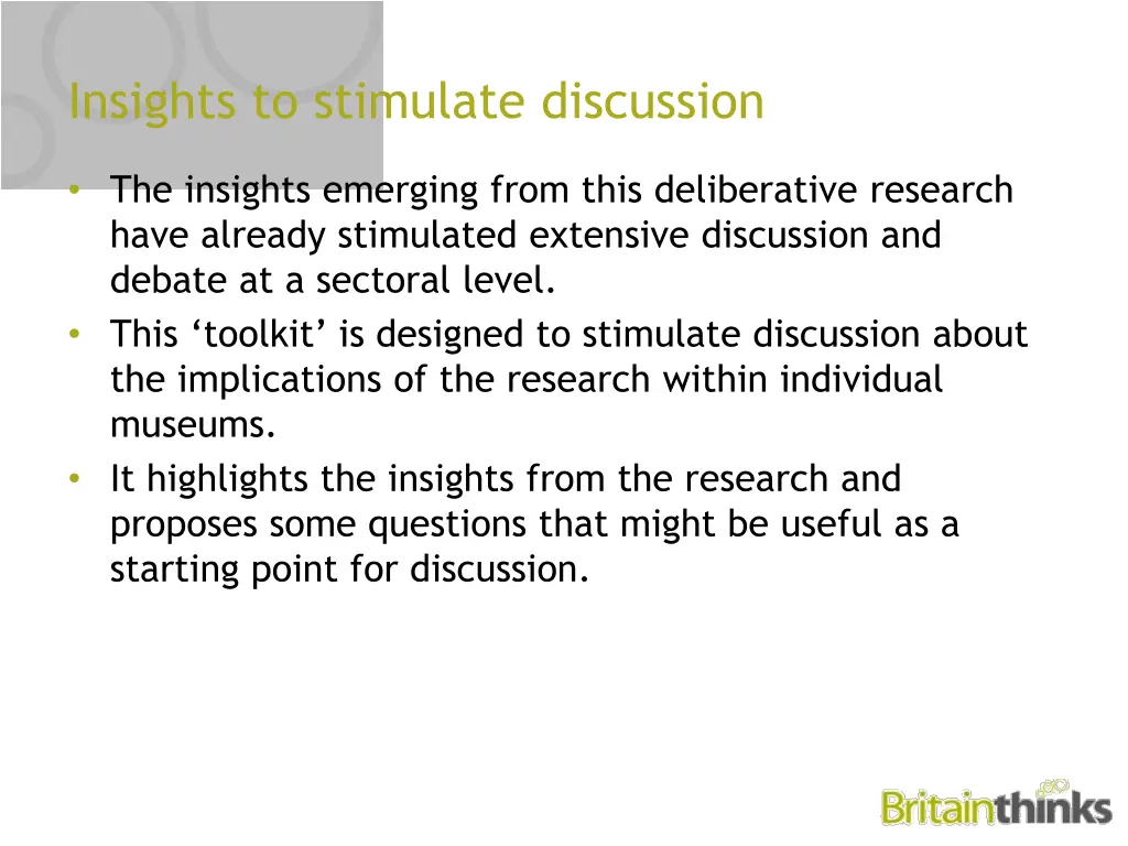 insights to stimulate discussion