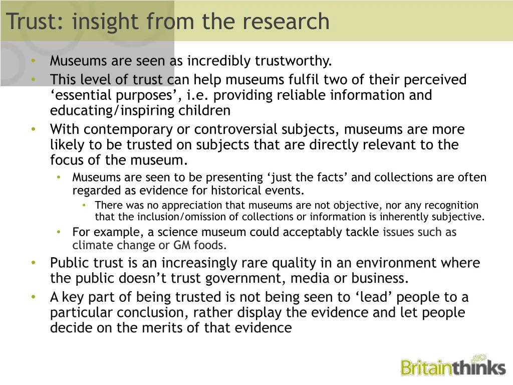 trust insight from the research