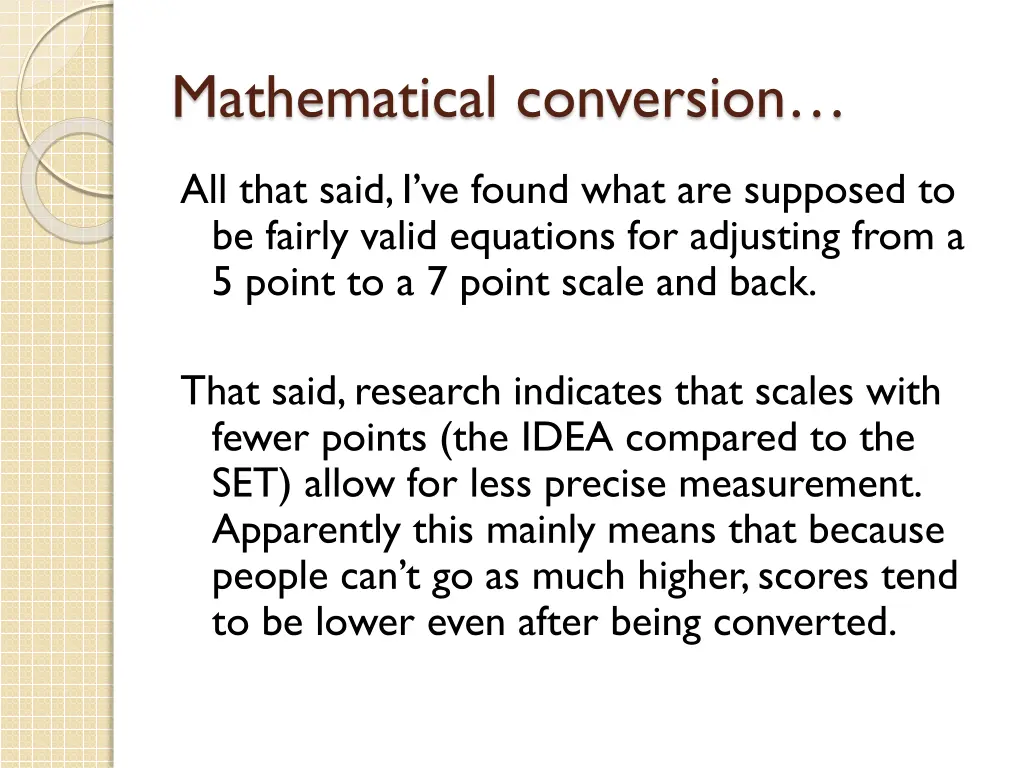 mathematical conversion