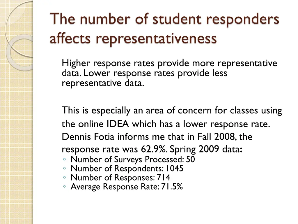 the number of student responders affects 1