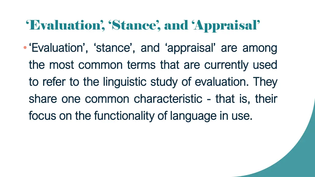 evaluation stance and appraisal