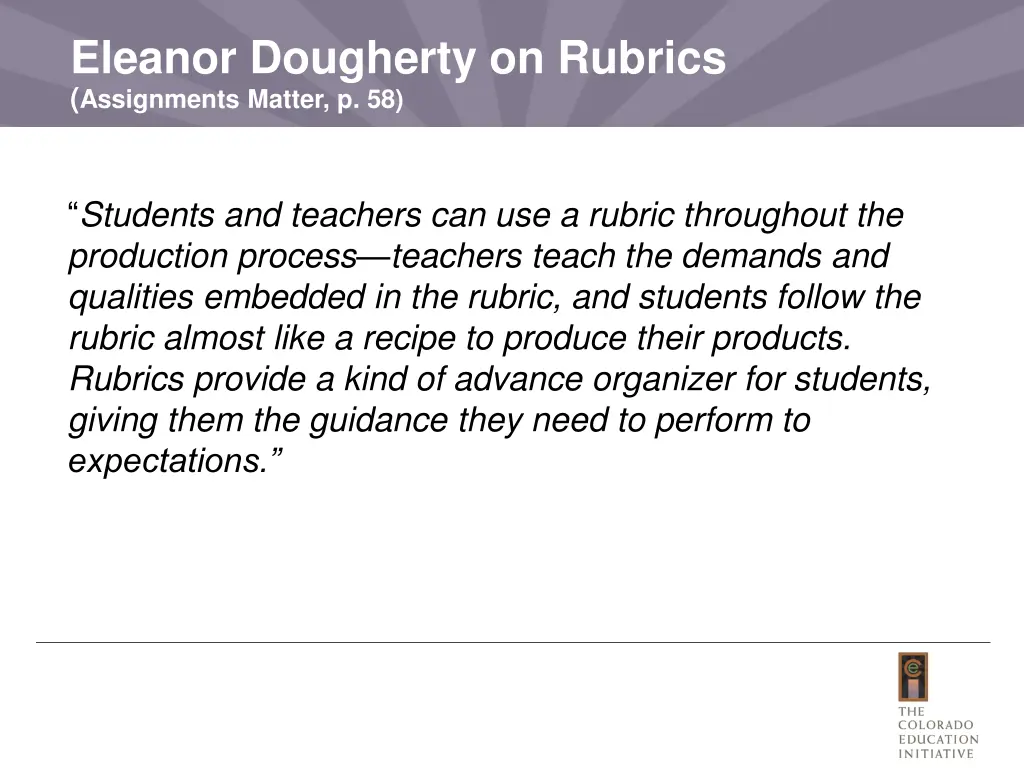 eleanor dougherty on rubrics assignments matter