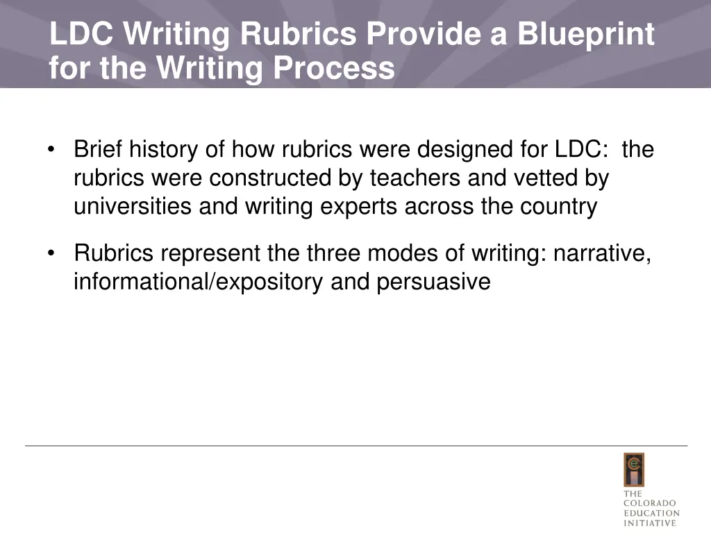 ldc writing rubrics provide a blueprint