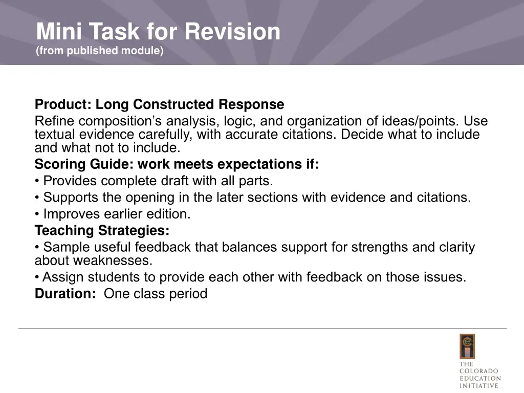 mini task for revision from published module