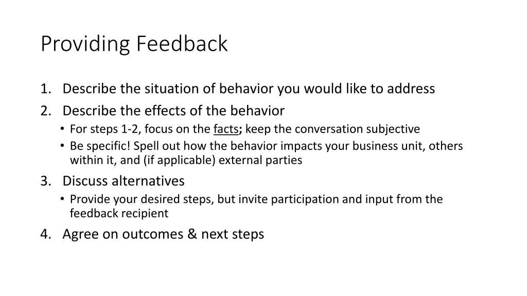 providing feedback