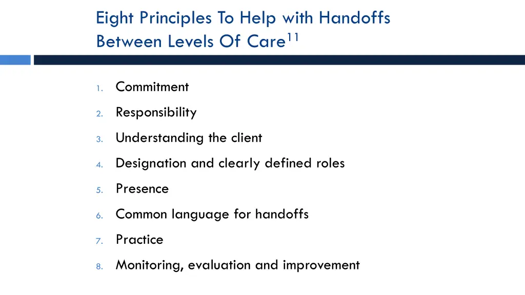 eight principles to help with handoffs between