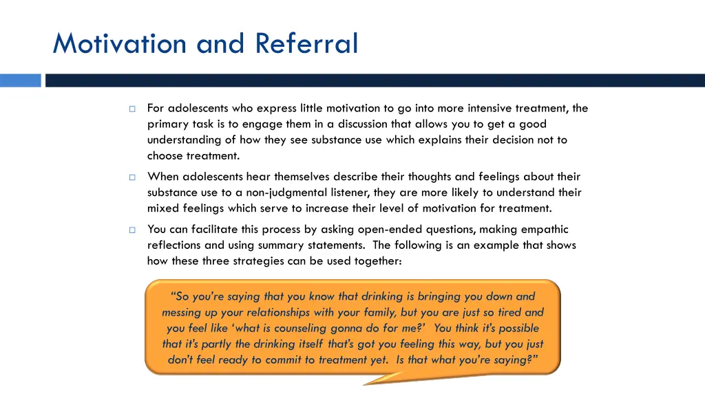 motivation and referral