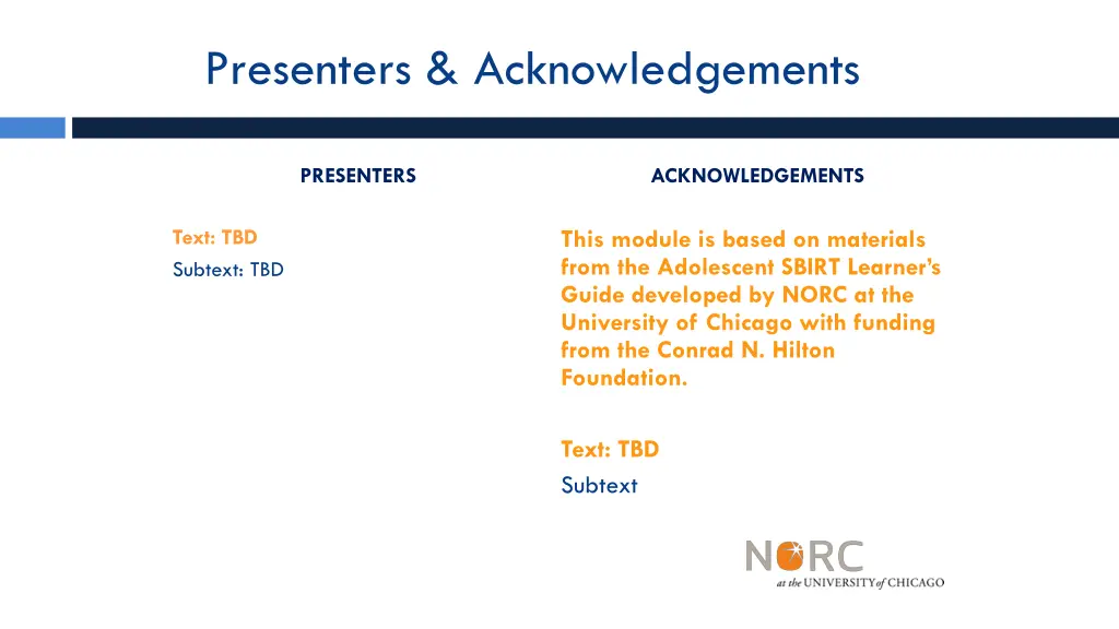 presenters acknowledgements