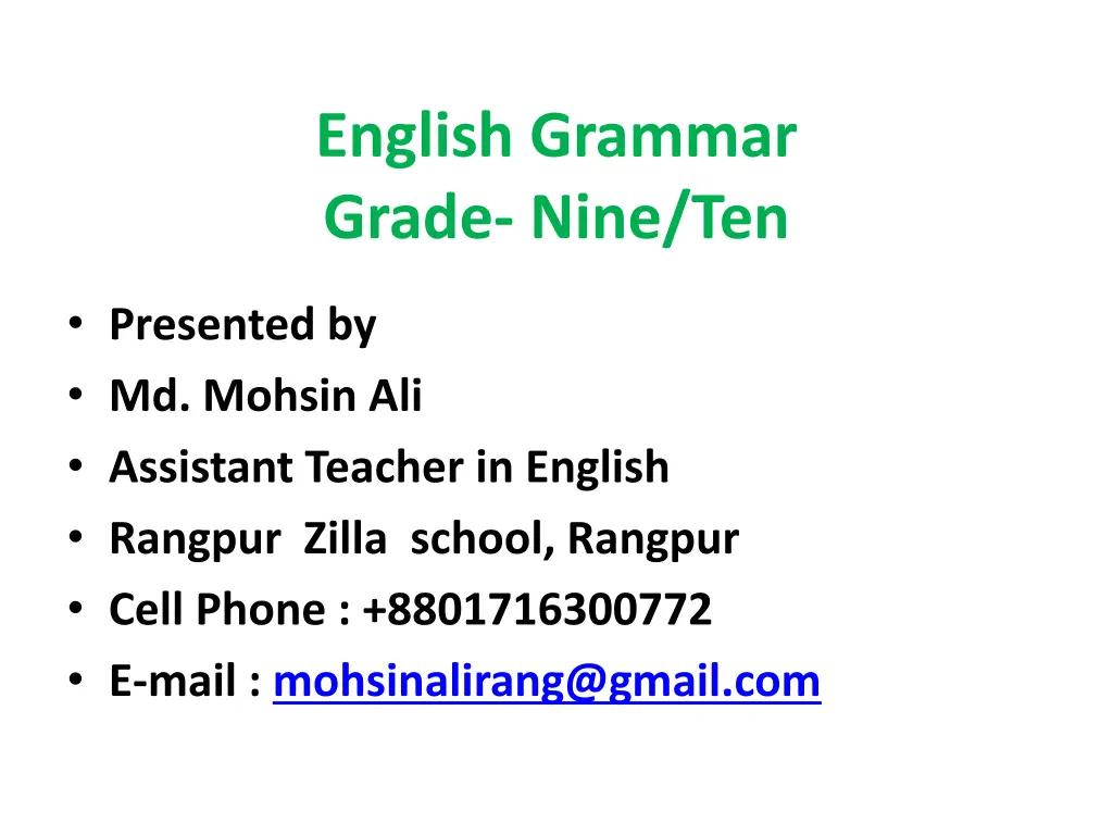 english grammar grade nine ten