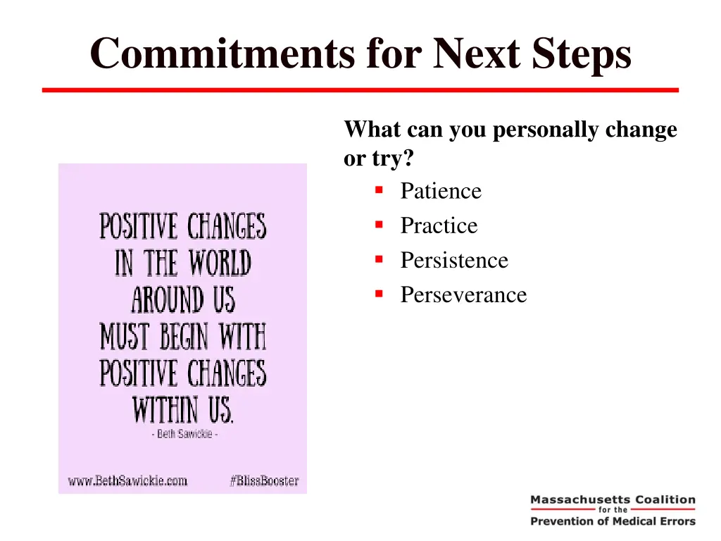 commitments for next steps