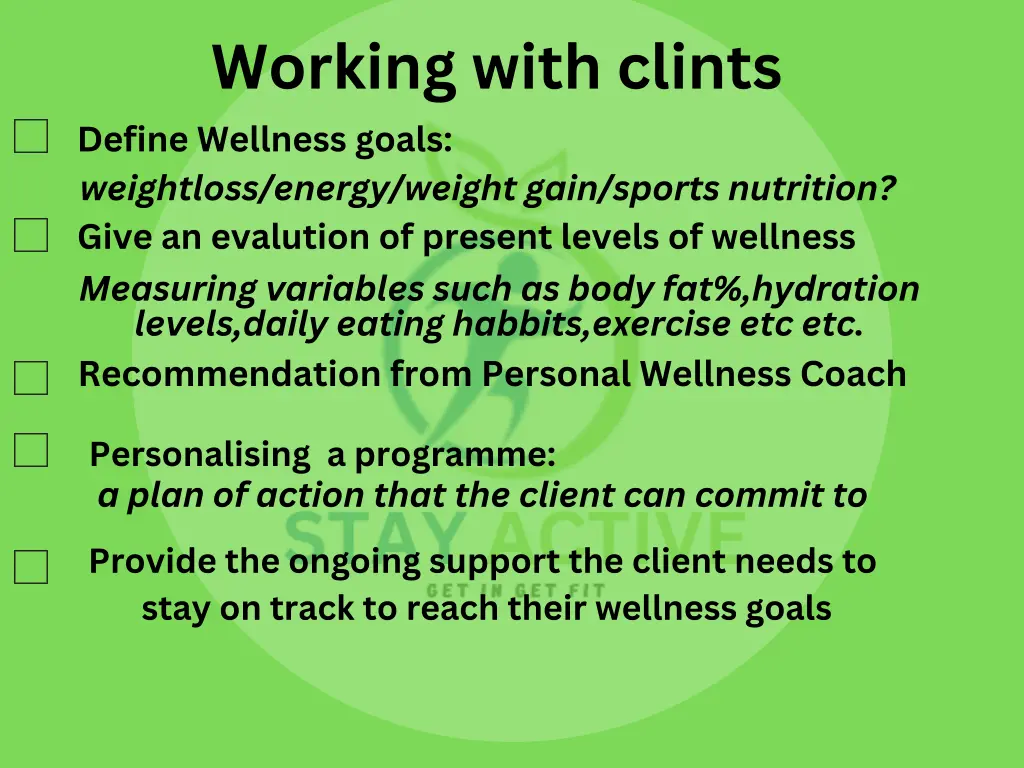 working with clints define wellness goals