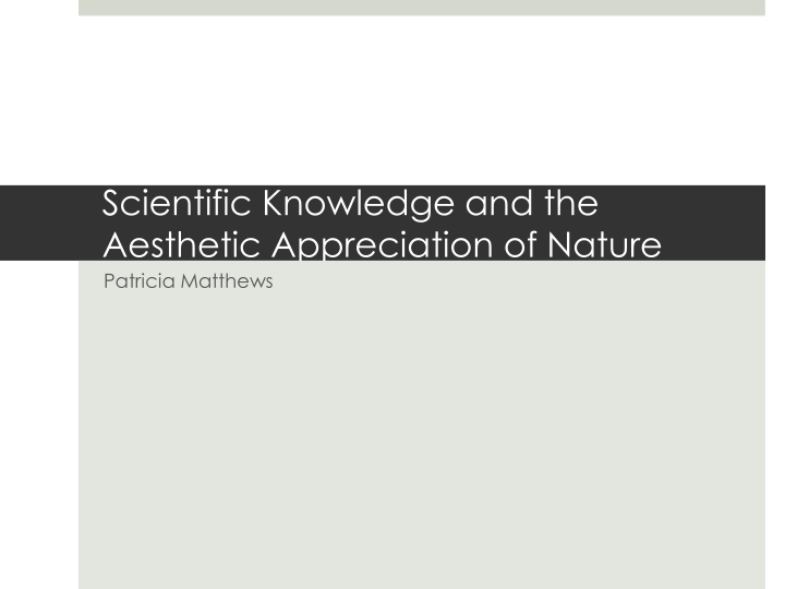 scientific knowledge and the aesthetic