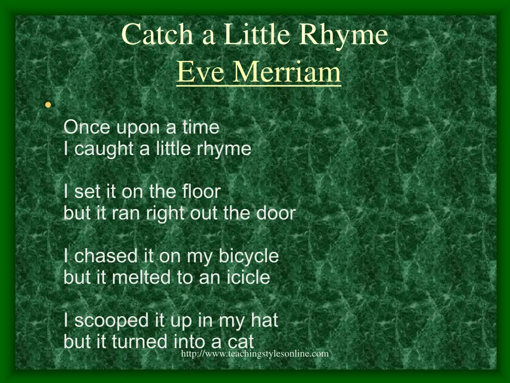 catch a little rhyme eve merriam