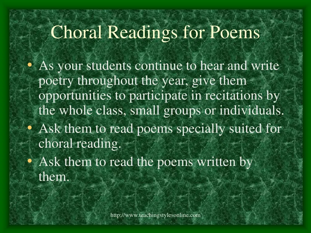 choral readings for poems