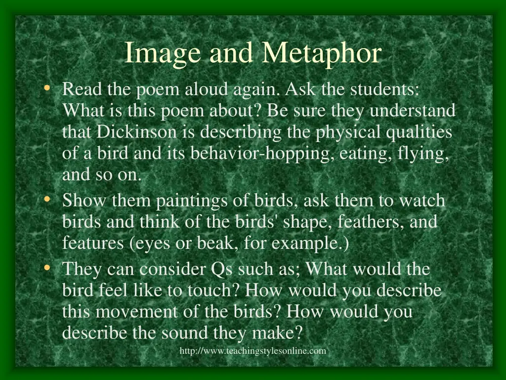 image and metaphor read the poem aloud again