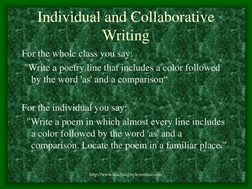 individual and collaborative writing