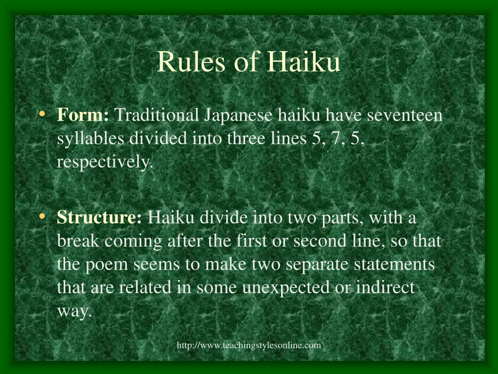 rules of haiku