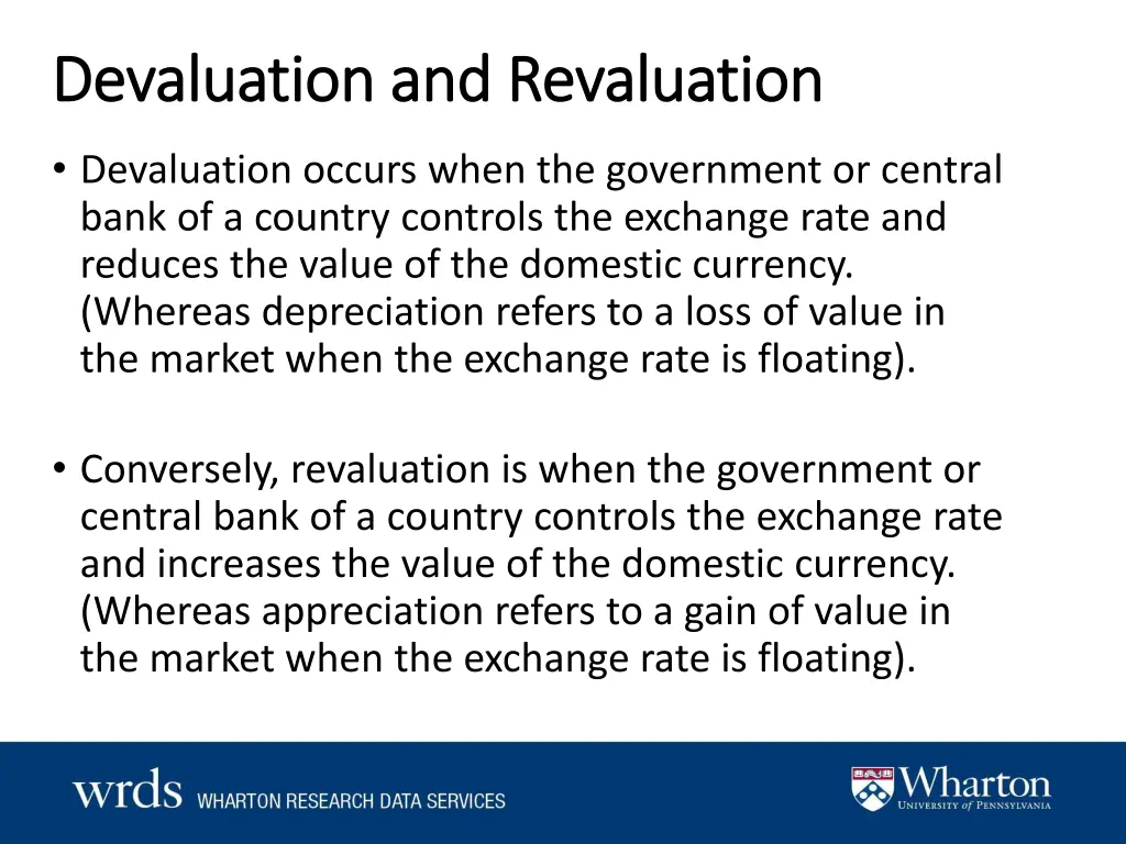 devaluation and revaluation devaluation