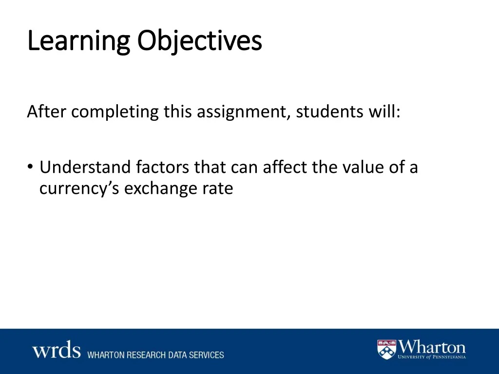 learning objectives learning objectives