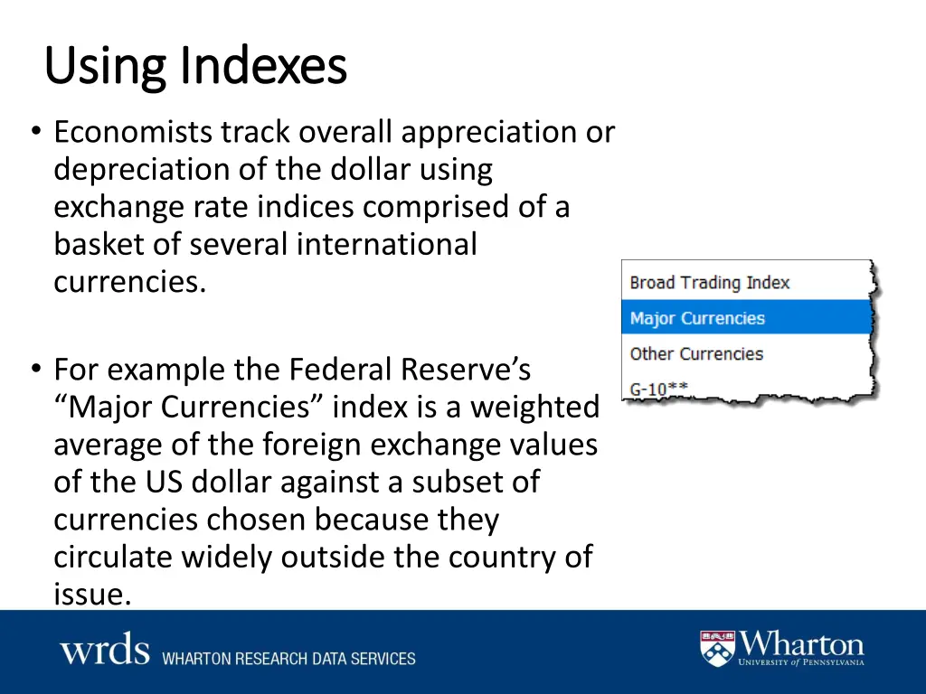 using indexes using indexes economists track