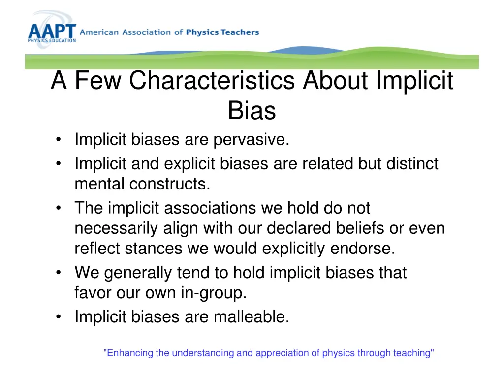 a few characteristics about implicit bias