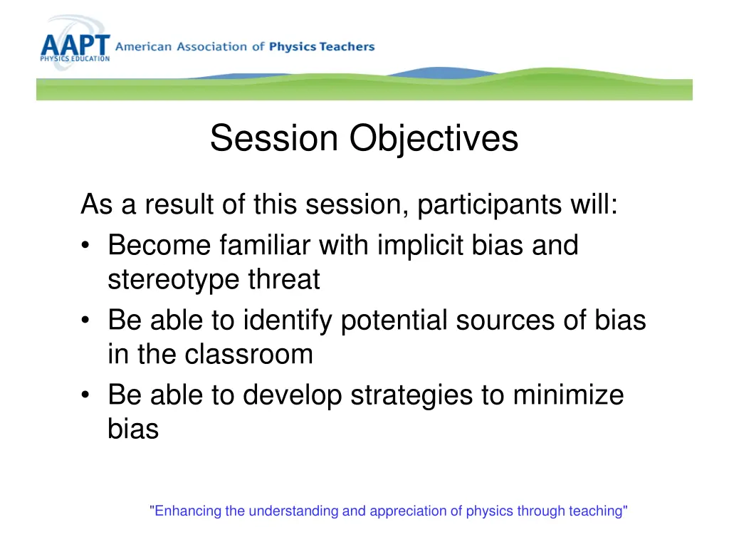 session objectives