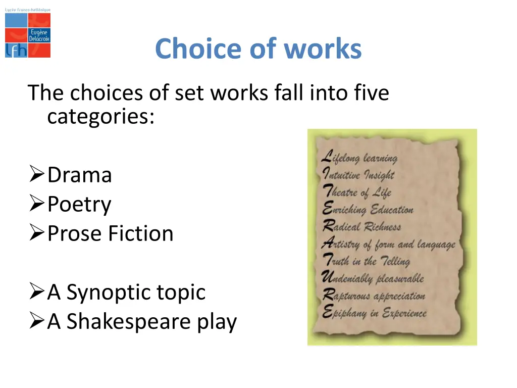 choice of works